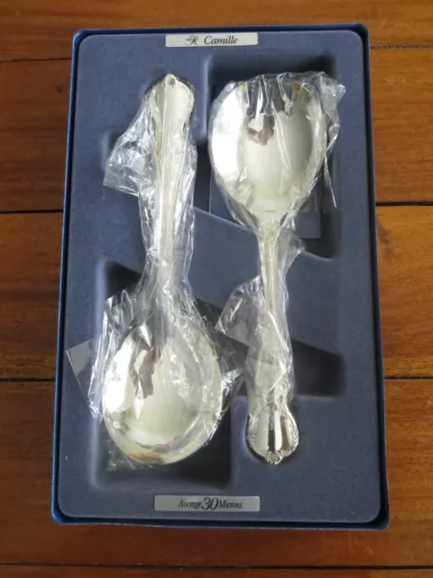 Boxed set of RODD "Camille" Silverplated Salad Servers