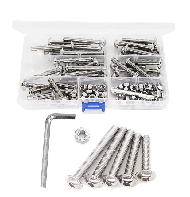 80Pcs M6 X 30Mm/ 35Mm/ 40Mm/ 45Mm/ 50Mm Flanged Button Head Hex Socket Cap Screw