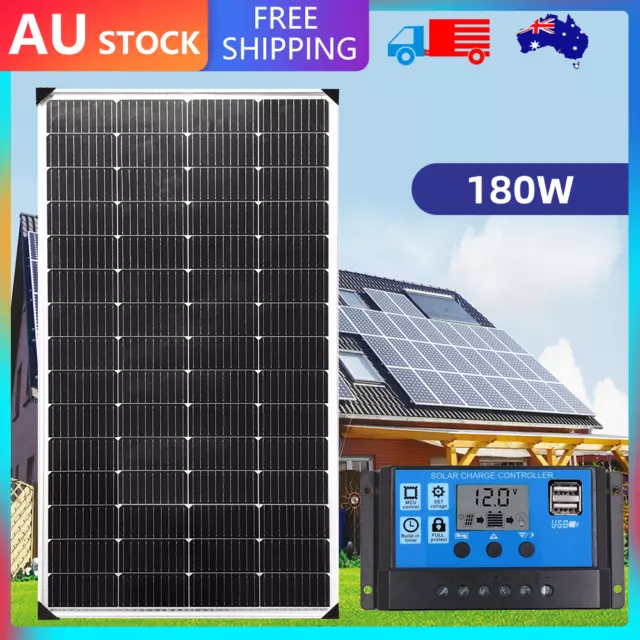 180W Solar Panel Kit Mono Generator Caravan Camping Power Battery Charging 12V