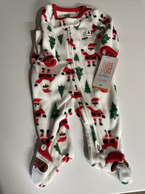 Carters My first Christmas One Peice Santa Footed Sleeper NWT