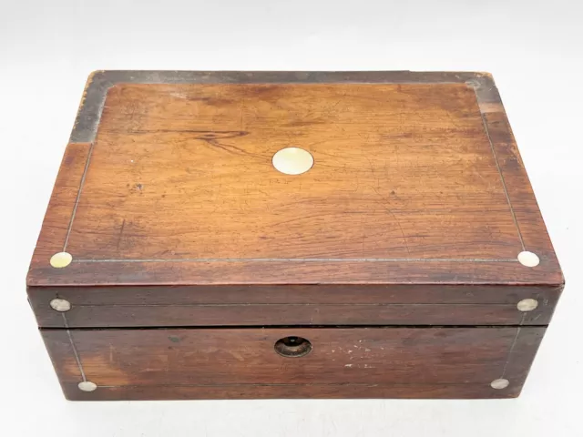 Vintage Antique Wooden Oak Box Jewellery Table Top Treen