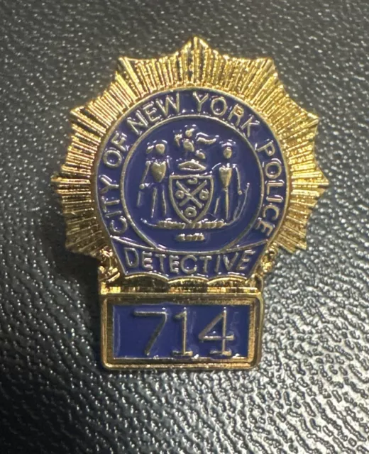 Vintage Obsolete NYC Police Detective Badge or Shield Lapel Pin Blue Enamel Gold