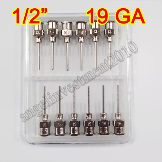 12pcs 1/2" 0.5 inch 19GA Blunt stainless steel dispensing syringe needle tips