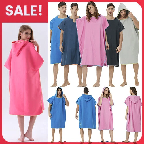 Unisex Beach Towel Changing Robe Bath Hooded Quick Dry Poncho Bathrobe Adult L.