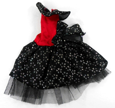 Barbie Vtg Clone Ball Gown Black w Silver Lame' Hearts Red Bodice Bow at Waist