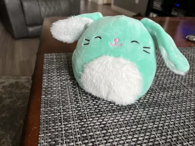 Squishmallows Sammy Teal Bunny 8 inch Fuzzy Tummy Ears  2019 Easter Rabbit