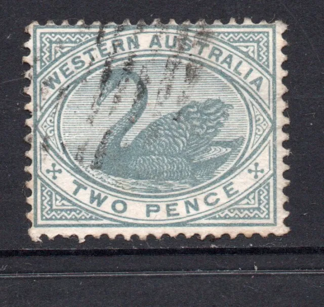 1890 Western Australia Two Pence stamp 2d Bluish-grey. Crown CA wmk. P14. SG96
