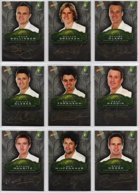 2009 2010 Select Cricket Gold Foil Signature Contracted Player 25 Card Mint Set