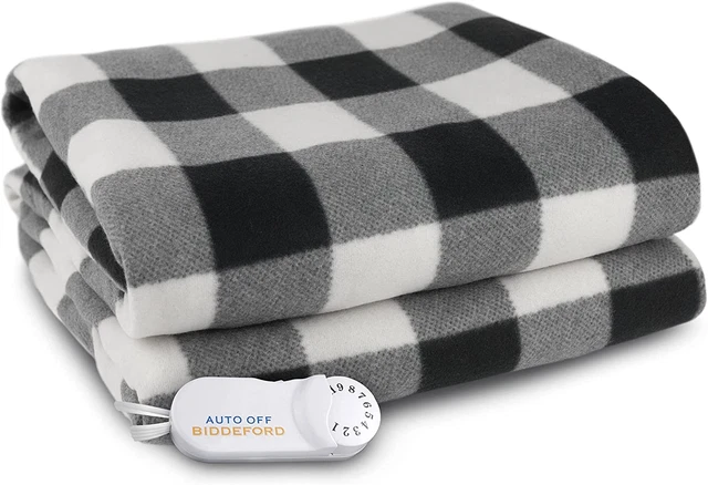Comfort Knit Electric Heated Blanket with Analog Controller, Throw, Black/White