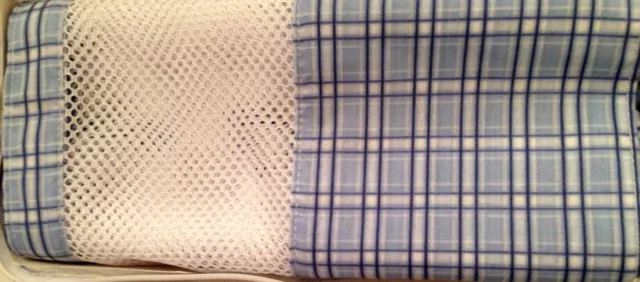 Breathable Crib Mesh Liner Blue Plaid Infant Baby Boy Secure-Me Nautica NEW