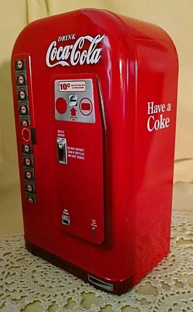 Coke Tin Canister Hinged Lid Stacked Bottles Coca Cola Machine Tin Box Co 2009.