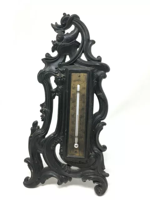 Thermomètre Ébonite XIX EME Dauphin Style Louis XV Antique Thermometer 19 th