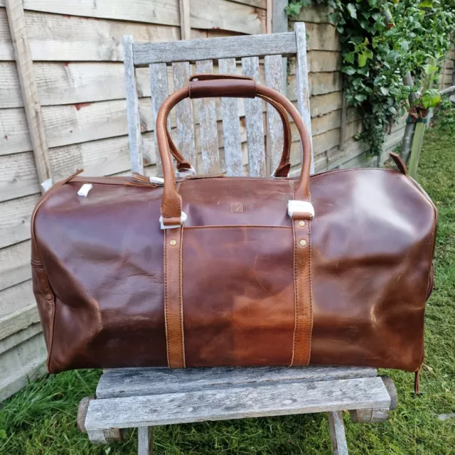 Mens Duffle Bag Real Genuine Leather Sports Holdall Travel Gym Weekend Luggage