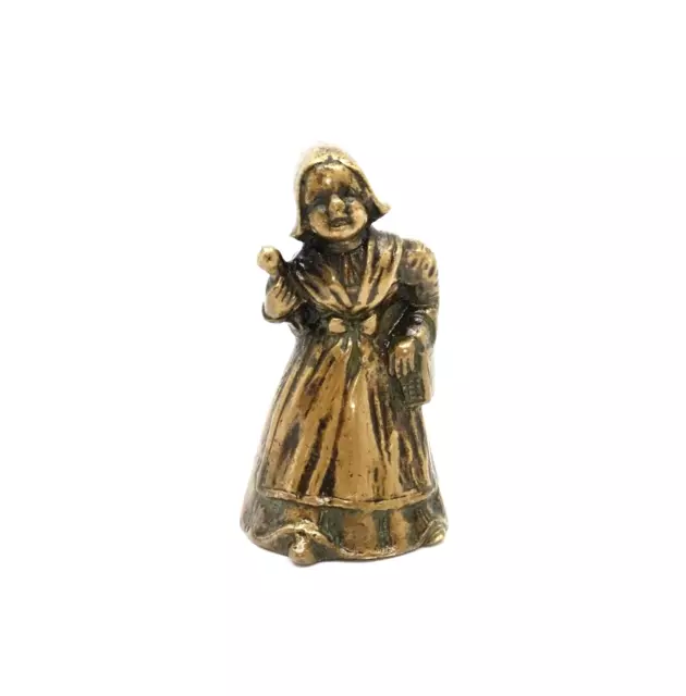 Antique 19th Century Heavy Cast Brass / Bronze Lady Bell - Young Girl Shopping