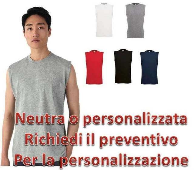 t-shirt uomo B&C senza maniche in cotone maglietta girocollo da lavoro sport