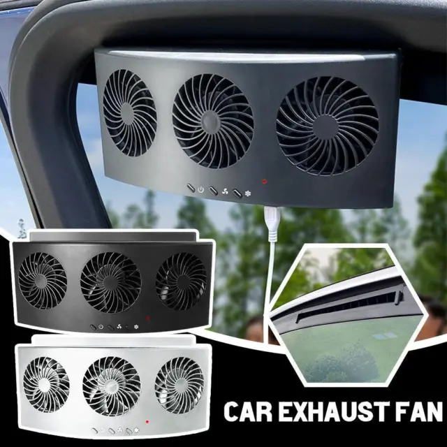Car Cooling Fan 3 Heads Adjustable Auto Interior Cooler Air Circulation Po.