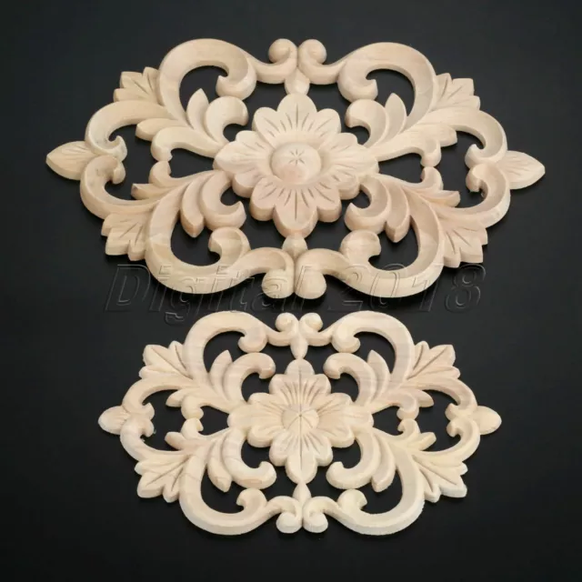 Stylish Wood Carved Decal Onlay Applique Door Furniture Window Figurine Decor