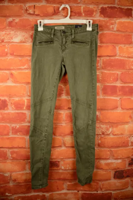 AG Adriano Goldschmied Womens Jeans 26R Green The Moto Zipper Legging Skinny