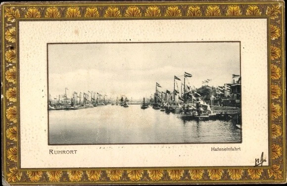 Passepartout Ak Ruhrort Duisburg Nordrhein Westfalen, Hafeneinfahrt - 10243057