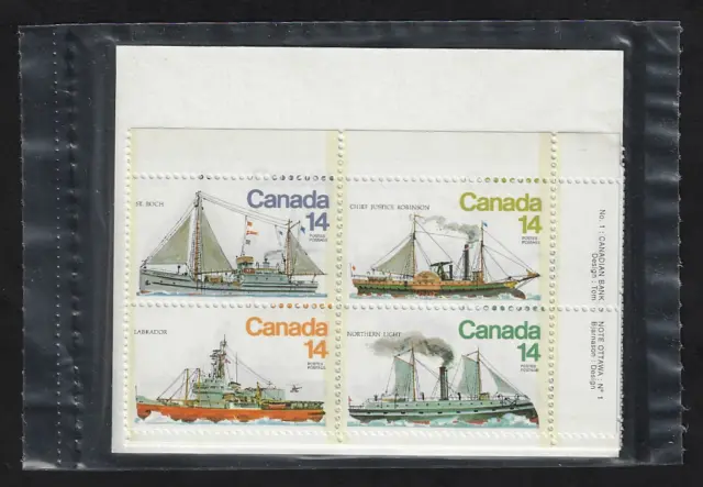 Canada — Set of 4 Blocks — 1978, Ice Vessels #776@779 (779a) — MNH