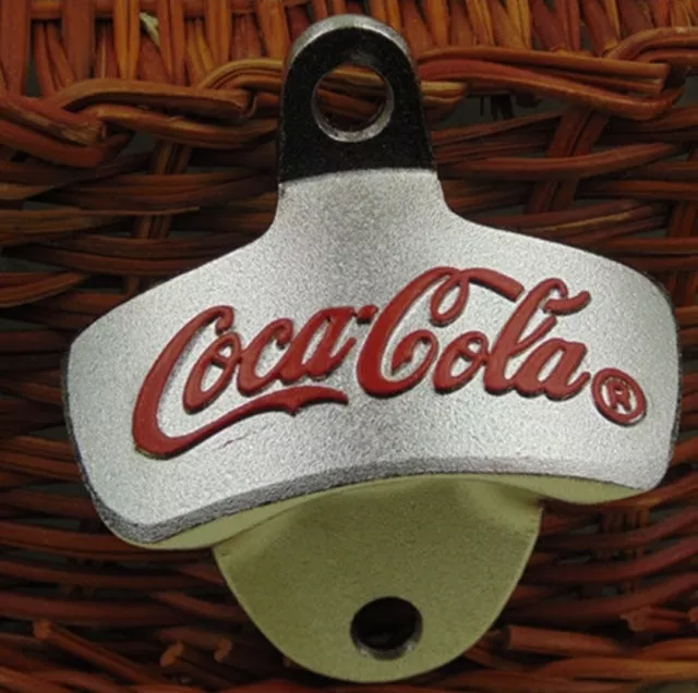 Coca Cola Bar Wall Mounted Bottle Cap Opener Beer Man Cave Rustic Coke BBQ Retro