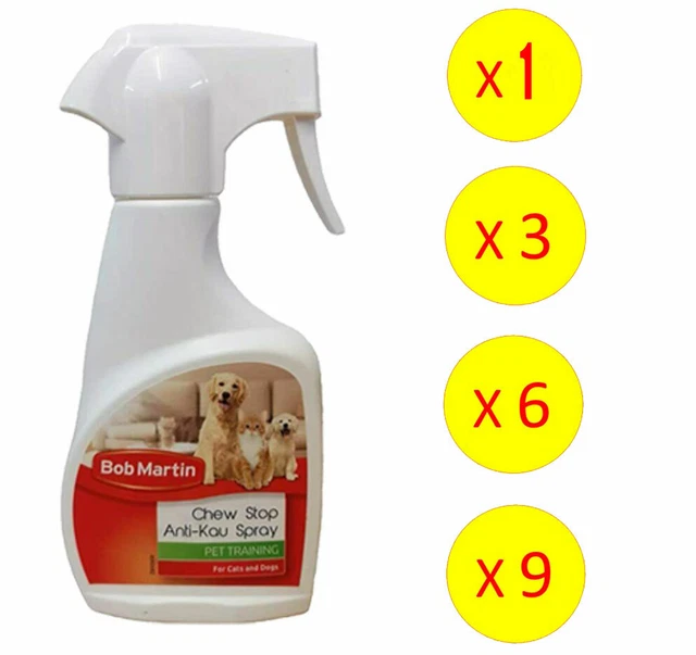 Bob Martin Mascota Perro Gato Entrenamiento Masticar Stop Spray Disuasivo Anti Masticador, 300 ml