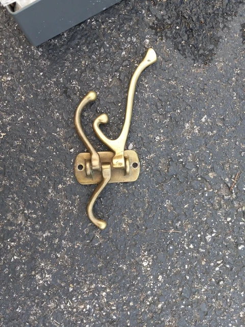 Vintage Solid Brass Swinging Rotating Multi Arm Coat Hook Wall Mount SALVAGED