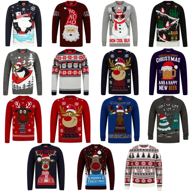 MENS CHRISTMAS JUMPERS Funny Xmas Party Soft Knitted Sweater