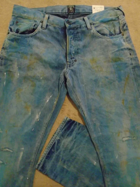 PRPS BARRACUDA Mens Indigo Mud Stains Faded Splattered Dirty Jeans 44 Orig $395+ 3