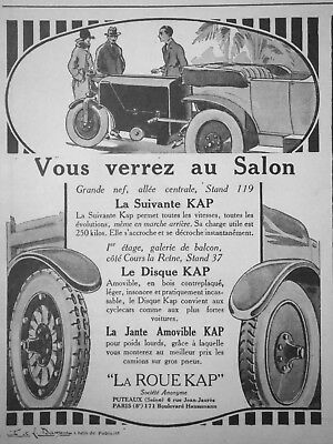 PUBLICITÉ DE PRESSE 1913 LA ROUE KAP MÈNE AU BUT HISPANO-SUIZA 30 HP 