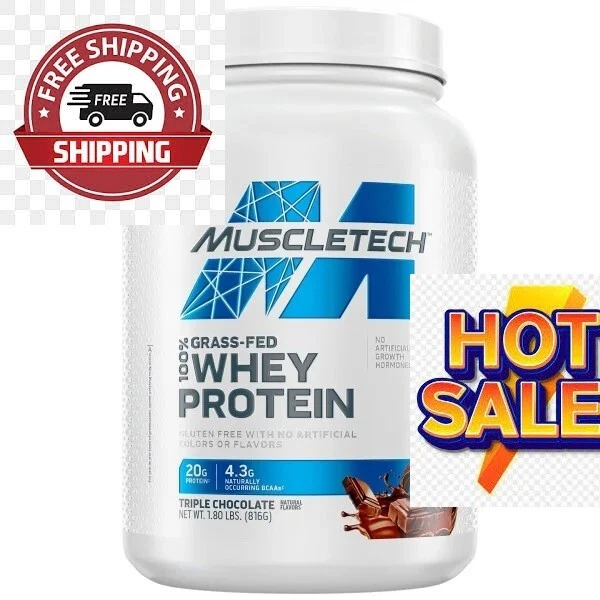 MUSCLETECH GRASSFED 100 Whey Protein Powder, Triple Chocolate, 20g