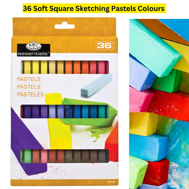 Royal & Langnickel Essentials 36 weiche quadratische Skizzierpastellfarben verschiedene Farben