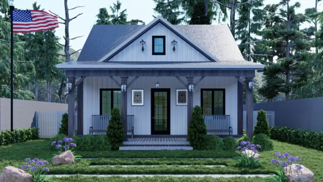 2 Bedroom & 1 Bathroom Custom Tiny House Plan With Free CAD File
