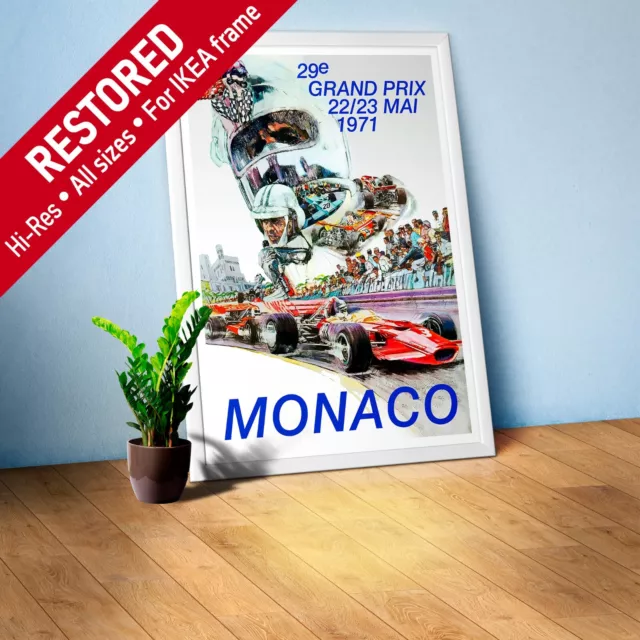 Monaco Vintage F1 Grand Prix, 1971 poster — Vintage Formula 1 poster, travel art