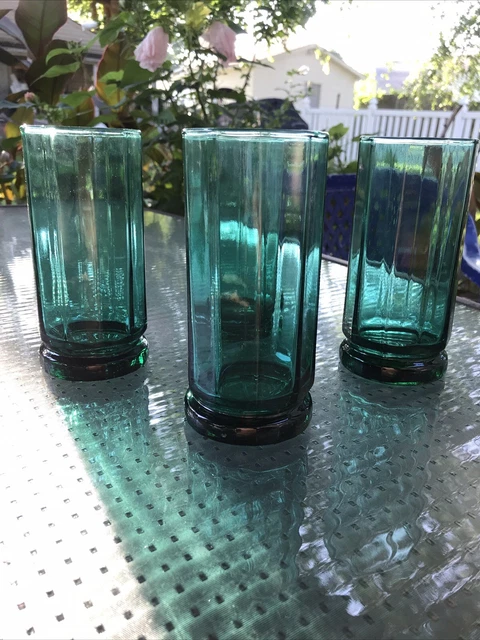 Anchor Hocking 12 Oz Essex Sea Glass Green Glasses, Set of 4 Hexagon Tumblers