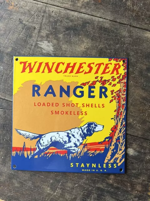Winchester Ranger Ammo Vintage Porcelain   Sign