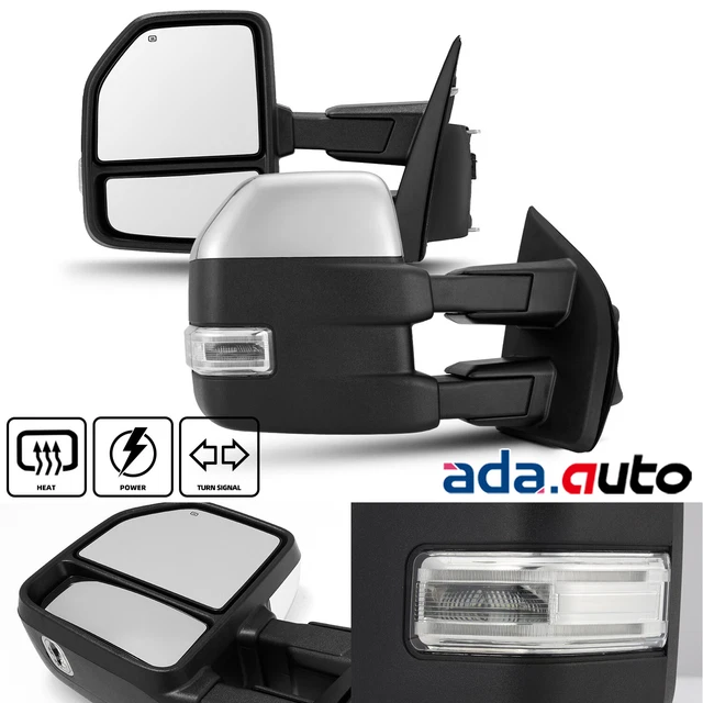 Fit 15-18 Ford F150 8 Pin Power Heated LED Signal Light Chrome Towing Mirrors