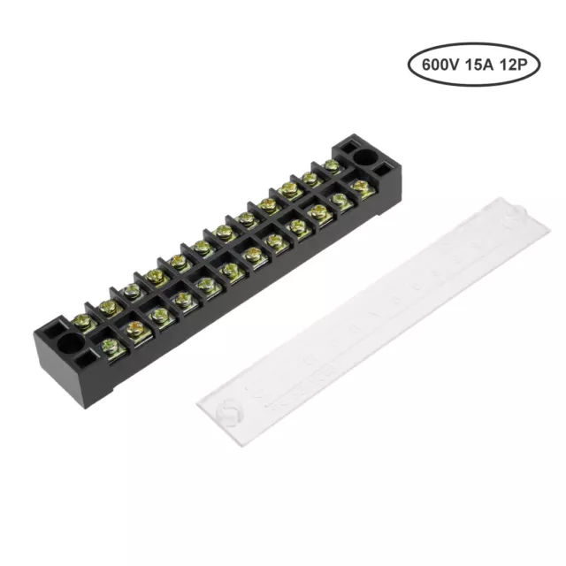 5Pcs 12 Positions Dual Rows 600V 15A Cable Barrier Block Terminal Strip TB-1512L 2