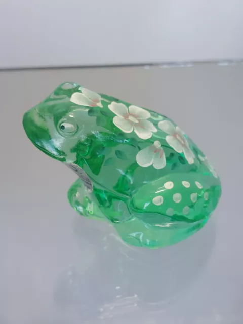 Adorable Fenton Art Glass Hand Painted Flowers & Dots Ks Buskirk Frog Figurine