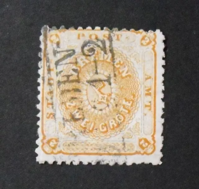 1866 Mi:450,- MiNr 10 a Wappen 2 Gr orange gezähnt  gestempelt BREMEN Befund BPP