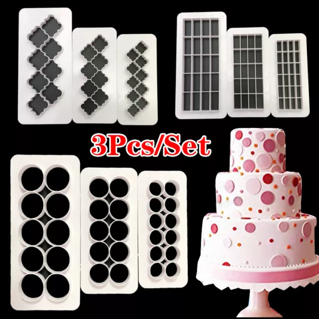 3pcs Cake Mold Fondant Cookie Cutter Pastry Biscuit Dessert Decor Baking Tools