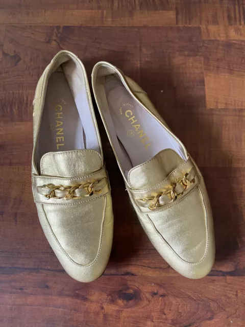 LOAFER CHANEL MOCASSINS gold T. 38 5 Chaussures shoes EUR 370 00 PicClick FR