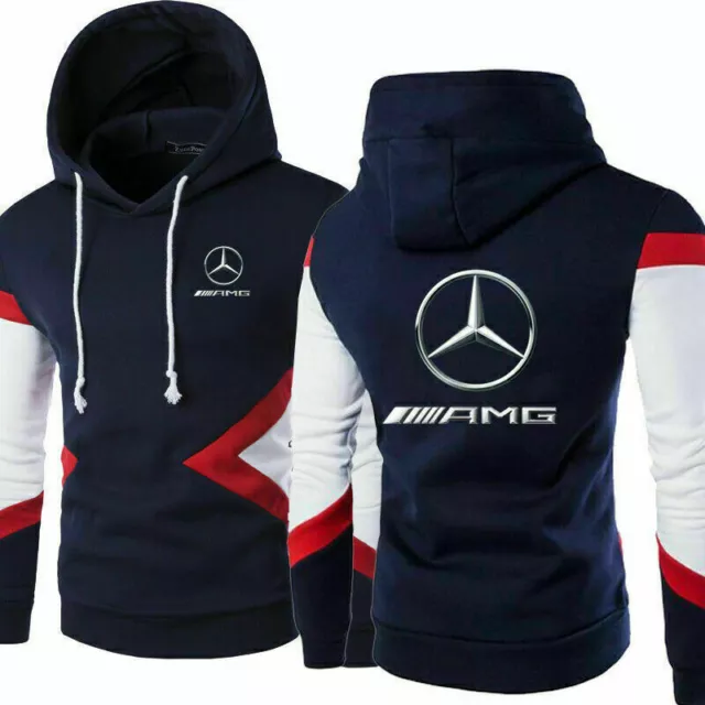 Deu Herren Jacken Mercedes-Benz Logo Print Colorblock Jacke Sport Casual Hoodie