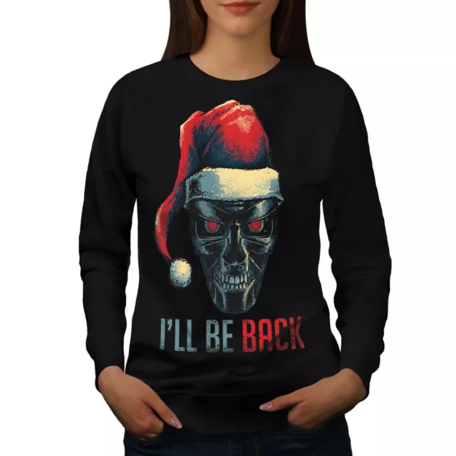 Felpa Wellcoda Droid Christmas Skull donna, maglione pullover casual