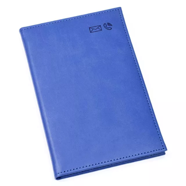 A5 Large Address Book - Padded PU Leather Cover - Blue