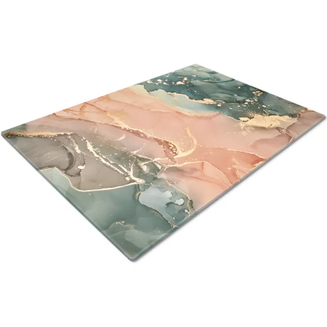 Glass Chopping Cutting Cutting Board Work Top Saver Large Pink Gold Teal