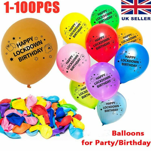 1-100X HAPPY LOCKDOWN Birthday Balloons Multicoloured Balloon Party ...