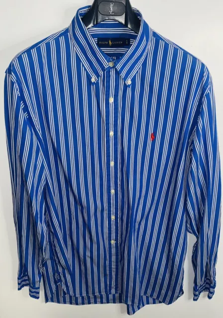 Polo Ralph Lauren Mens Blue Striped Long Sleeve New Shirt Size 17/43 BNWOT