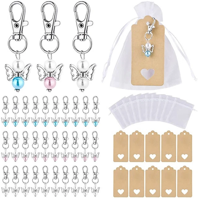 Set 30 pz/set bomboniere portachiavi design angelo portachiavi sacchetti regalo organza bianca-H7