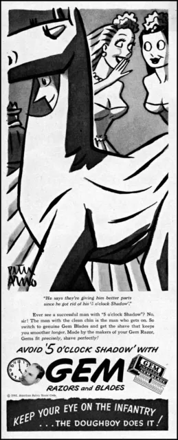 1944 Peter Arno art GEM Razors & Blades girls stage play vintage print ad adL29